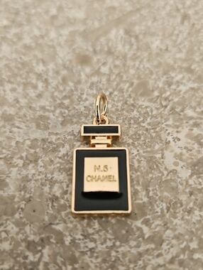Black & Gold Perfume Bottle Charm Pendant